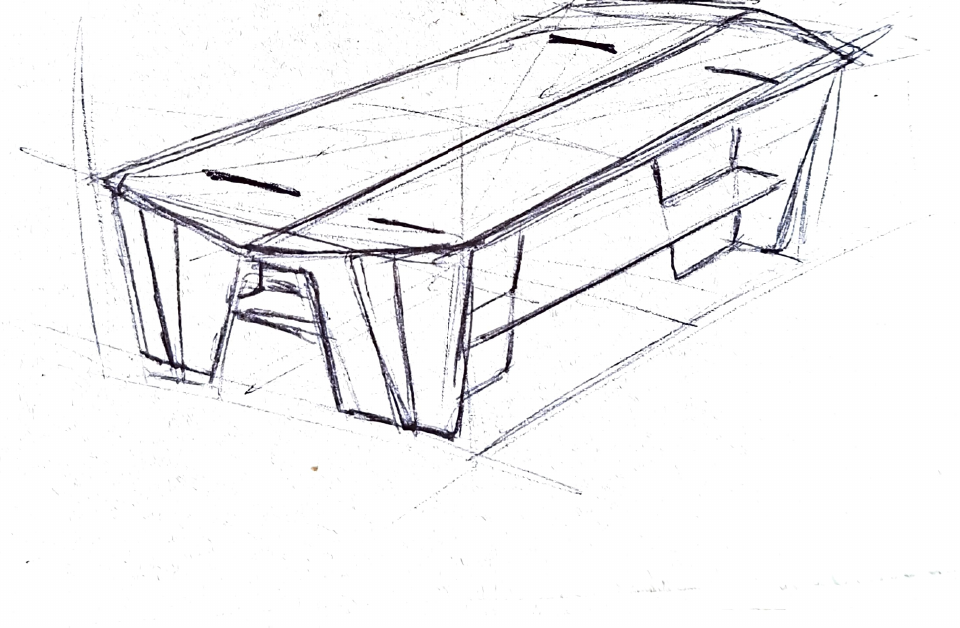 Final concept sketch of the coffee table